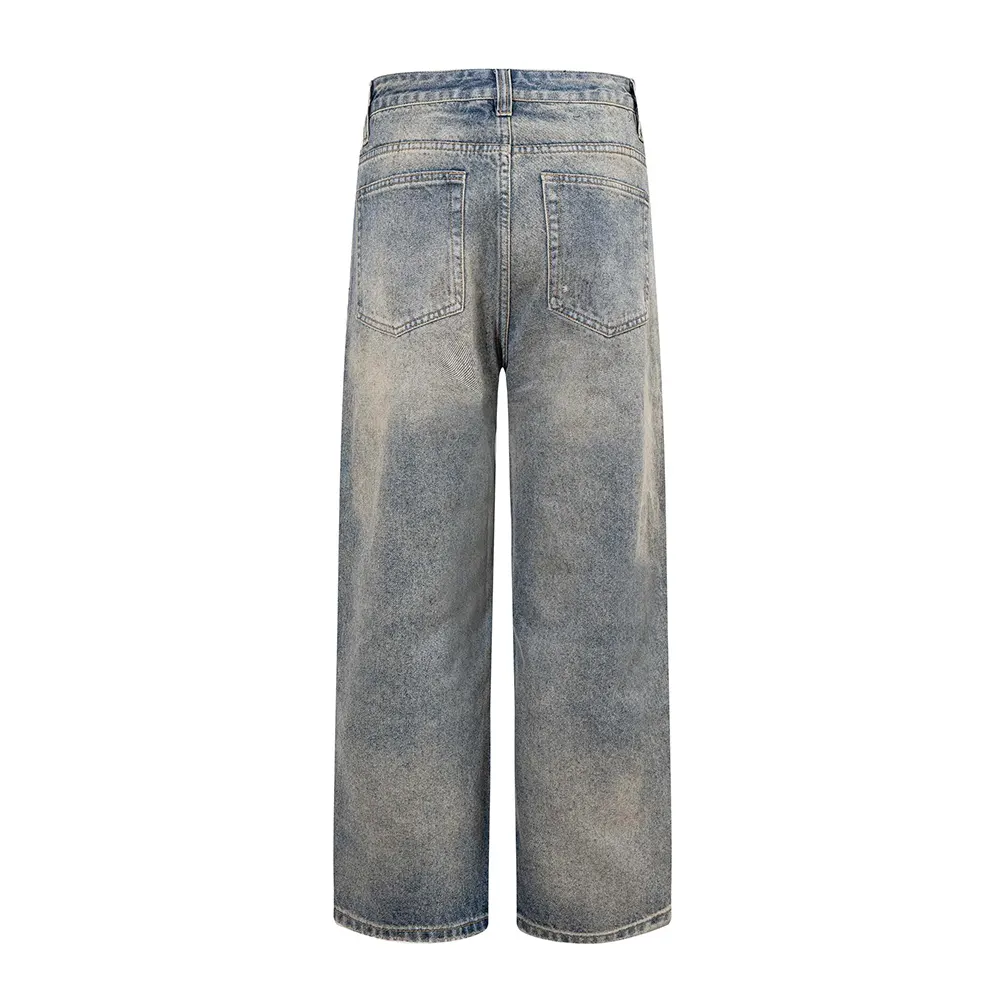 Balenciaga Men Relaxed Fit Pants in Blue Cotton Denim