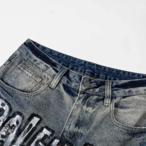 Balenciaga Men Relaxed Fit Pants in Blue Cotton Denim