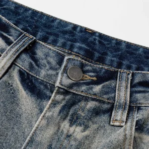 Balenciaga Men Relaxed Fit Pants in Blue Cotton Denim