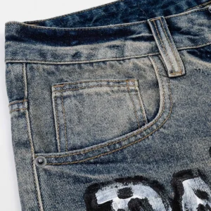 Balenciaga Men Relaxed Fit Pants in Blue Cotton Denim