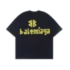 Balenciaga Men Tape Type Medium Fit T-Shirt in Black Vintage Jersey
