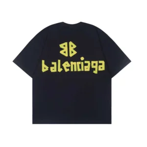 Balenciaga Men Tape Type Medium Fit T-Shirt in Black Vintage Jersey