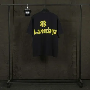 Balenciaga Men Tape Type Medium Fit T-Shirt in Black Vintage Jersey