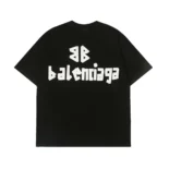 Balenciaga Men Tape Type Medium Fit T-Shirt in Black/White Vintage Jersey