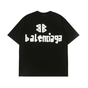 Balenciaga Men Tape Type Medium Fit T-Shirt in Black/White Vintage Jersey