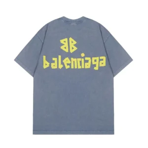 Balenciaga Men Tape Type Medium Fit T-Shirt in Blue Vintage Jersey