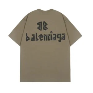 Balenciaga Men Tape Type Medium Fit T-Shirt in Brown Vintage Jersey