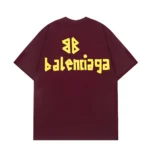 Balenciaga Men Tape Type Medium Fit T-Shirt in Red Vintage Jersey