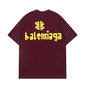 Balenciaga Men Tape Type Medium Fit T-Shirt in Red Vintage Jersey