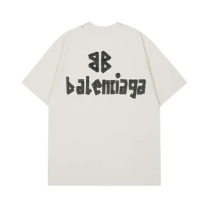 Balenciaga Men Tape Type Medium Fit T-Shirt in White Vintage Jersey