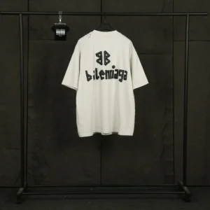 Balenciaga Men Tape Type Medium Fit T-Shirt in White Vintage Jersey