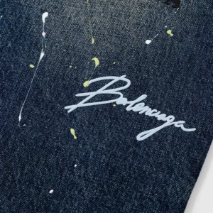 Balenciaga Men Tattoo Baggy Pants in Dark Grey Cotton Denim