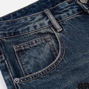 Balenciaga Men Tattoo Baggy Pants in Dark Grey Cotton Denim