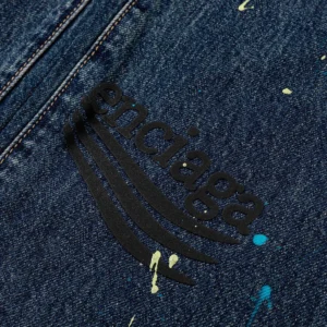 Balenciaga Men Tattoo Baggy Pants in Dark Grey Cotton Denim
