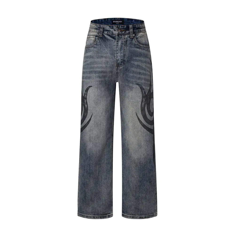 Balenciaga Men Wide Leg Baggy Pants in Blue