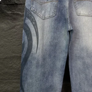 Balenciaga Men Wide Leg Baggy Pants in Blue