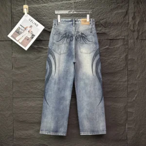Balenciaga Men Wide Leg Baggy Pants in Blue