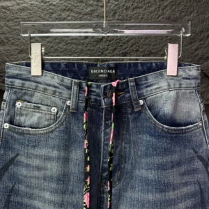 Balenciaga Men Wide Leg Baggy Pants in Blue