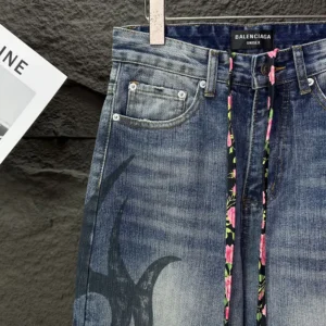 Balenciaga Men Wide Leg Baggy Pants in Blue