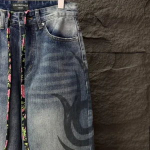 Balenciaga Men Wide Leg Baggy Pants in Blue