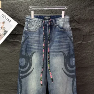 Balenciaga Men Wide Leg Baggy Pants in Blue