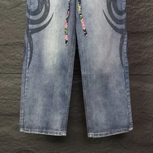 Balenciaga Men Wide Leg Baggy Pants in Blue