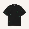 Balenciaga Women 520 Stickers Medium Fit T-Shirt in Black and Green Dry Jersey
