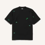 Balenciaga Women 520 Stickers Medium Fit T-Shirt in Black and Green Dry Jersey