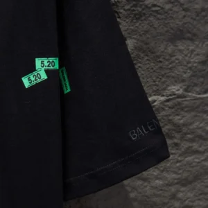 Balenciaga Women 520 Stickers Medium Fit T-Shirt in Black and Green Dry Jersey