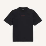 Balenciaga Women Back Medium Fit T-Shirt in Faded Black and Red Dry Jersey