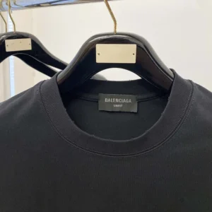 Balenciaga Women Back Medium Fit T-Shirt in Faded Black and Red Dry Jersey