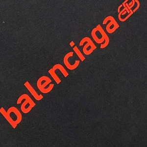 Balenciaga Women Back Medium Fit T-Shirt in Faded Black and Red Dry Jersey
