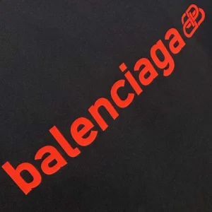 Balenciaga Women Back Medium Fit T-Shirt in Faded Black and Red Dry Jersey