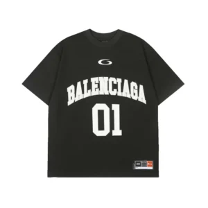 Balenciaga Women Basketball Series - Oversized T-Shirt In Washed Black Vintage Jersey