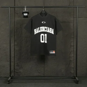 Balenciaga Women Basketball Series - Oversized T-Shirt In Washed Black Vintage Jersey