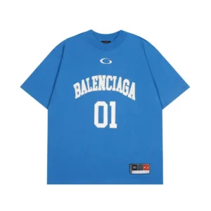 Balenciaga Women Basketball Series - Oversized T-Shirt In Washed Blue Vintage Jersey
