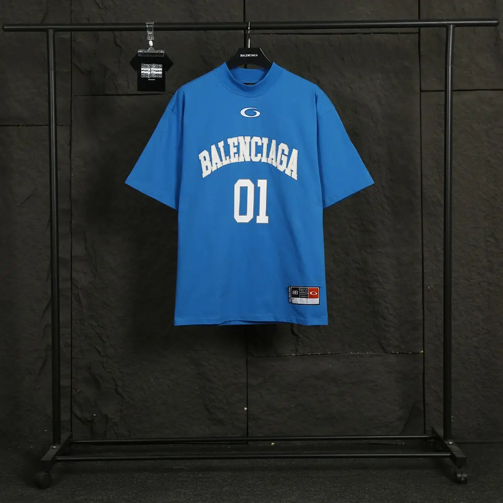 Balenciaga Women Basketball Series - Oversized T-Shirt In Washed Blue Vintage Jersey