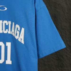 Balenciaga Women Basketball Series - Oversized T-Shirt In Washed Blue Vintage Jersey