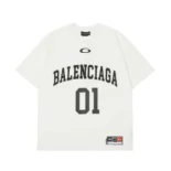 Balenciaga Women Basketball Series - Oversized T-Shirt In Washed White Vintage Jersey