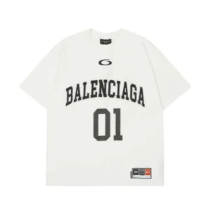 Balenciaga Women Basketball Series - Oversized T-Shirt In Washed White Vintage Jersey