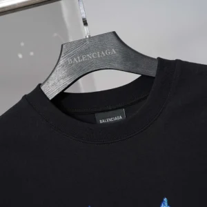 Balenciaga Women Paris Thunderstorm Oversized T-Shirt in Black Dry Jersey