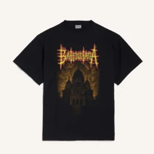 Balenciaga Women Sacré Coeur Oversized T-Shirt in Black Dry Jersey 850345TU