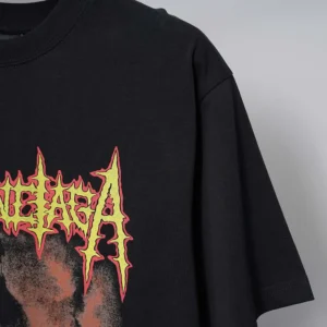 Balenciaga Women Sacré Coeur Oversized T-Shirt in Black Dry Jersey 850345TU