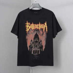 Balenciaga Women Sacré Coeur Oversized T-Shirt in Black Dry Jersey 850345TU