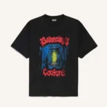 Balenciaga Women Salon De Couture Medium Fit T-Shirt in Black Dry Jersey