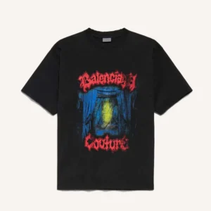 Balenciaga Women Salon De Couture Medium Fit T-Shirt in Black Dry Jersey