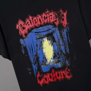 Balenciaga Women Salon De Couture Medium Fit T-Shirt in Black Dry Jersey