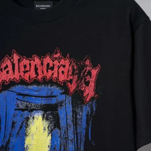 Balenciaga Women Salon De Couture Medium Fit T-Shirt in Black Dry Jersey