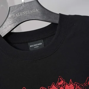 Balenciaga Women Salon De Couture Medium Fit T-Shirt in Black Dry Jersey