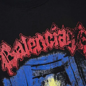 Balenciaga Women Salon De Couture Medium Fit T-Shirt in Black Dry Jersey